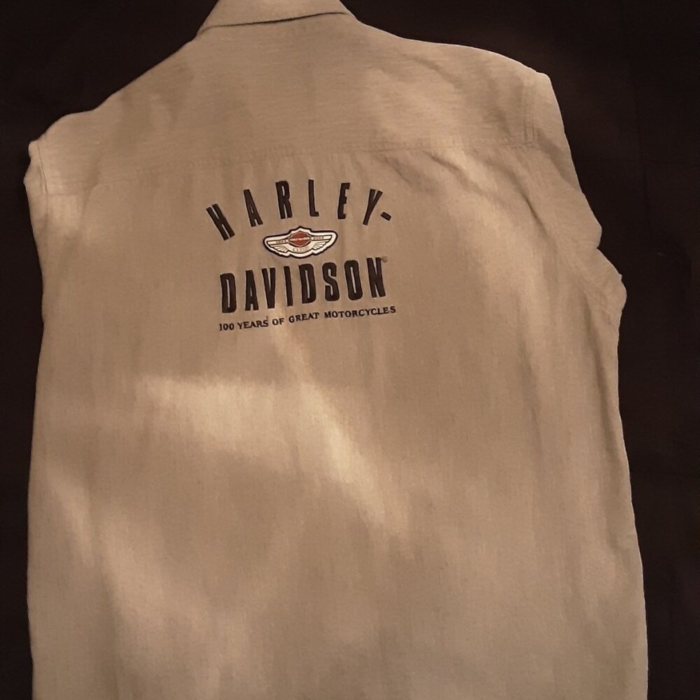 Men's Lightweight Harley Davidson grey button down L/S